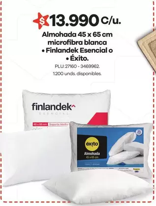 Finlandek - Almohada Microfibra Blanca Essencial O Exito