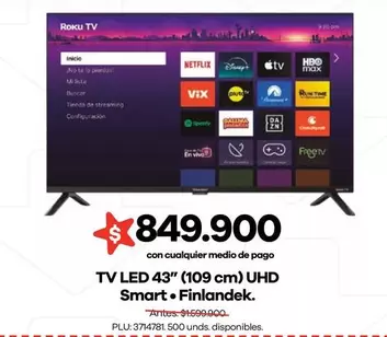 Finlandek - Tv Led 43" 109 Cm Uhd Smart