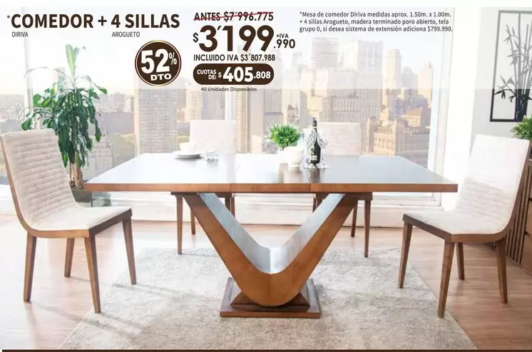 Sistema - COMEDOR + 4 SILLAS