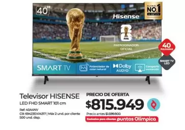 Hisense - Televisor LED FHD Smart 101 cm