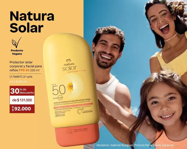 Natura - Protector solar corporal y facial para niños FPS 50