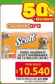 Scott - PAPEL HIGIÉNICO AHORRAMAX DE 12 ROLLOS