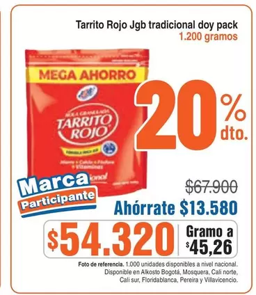 Tarrito Rojo - Jgb tradicional doy pack