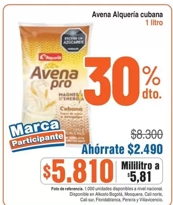 Alquería - Avena pro Cubana