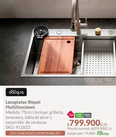 D'acqua - Lavaplatos Niquel Multifunciones 