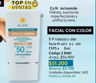 Nude - PROTECTOR SOLAR FACIAL EFECTO MATE FSP5x 0ml