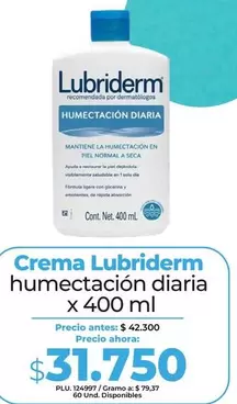 Crema Lubriderm Humectación Diaria X 400 Ml
