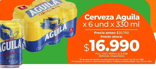 Cerveza Aguila - X 6 Und X 330 Ml
