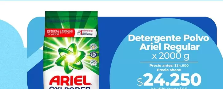 Detergente En Polvo Ariel Regular X 2000g