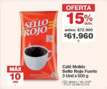 Sello Rojo - Café Molido Fuerte 3 Und x 500 g