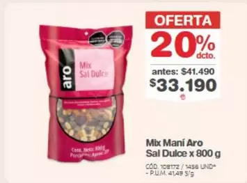 Aro - Mix Maní  Sal Dulce x 800 g
