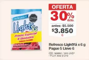 especial - Refresco Lightyá x 6 g Pague 5 Lleve 6