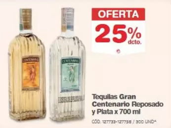Tequilas Gran Centenario Reposado y Plata x 700 ml CÓD. 127733-127758