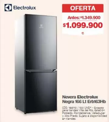 Electrolux - Nevera Negra 166 Lt Erb163Hb