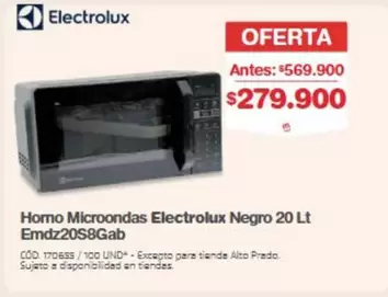Electrolux - Horno Microondas Negro 20 Lt Emdz20S8Gab