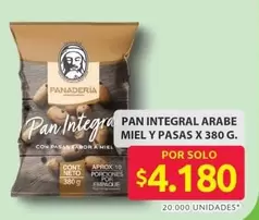 Pan Integral Arabe Miel y Pasas