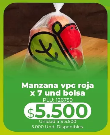 Manzana Vpc Roja X 7 Und Bolsa