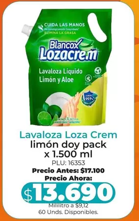 Loza Cream - Lavaloza Limon Doy Pack