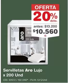Aro - Servilletas Lujo x 200 Und