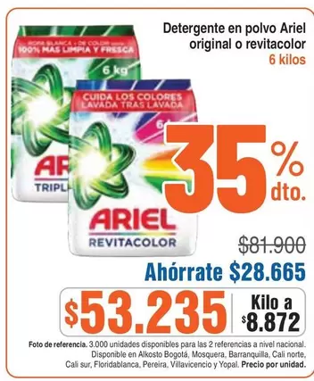 Ariel - Detergente en polvo original o revitacolor