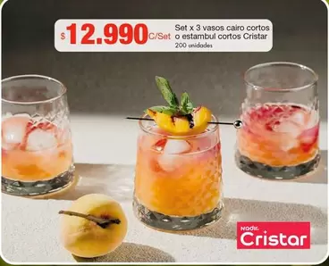 Cristar - Set x 3 vasos cairo cortos o estambul cortos