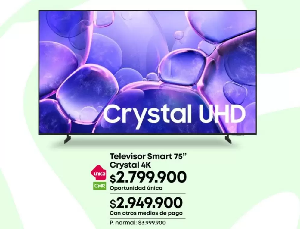 Samsung - Televisor Smart 75" Crystal 4K