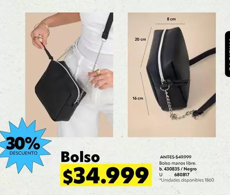 Bolso manos libre. A 430835 / Negro U 680817