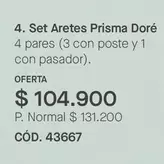 Set Aretes Prisma Doré