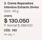 Crema Reparadora Intensiva Extracto Divino CÓD. 143