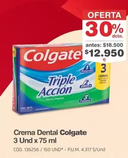 Colgate - Crema Dental Triple Accion 3 Und x 75 ml
