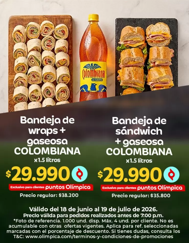 Colombiana - Bandeja de wraps + gaseosa