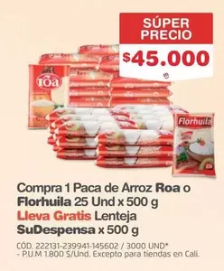 Florhuila - Paca de Arroz Roa o  25 Und x 500 g