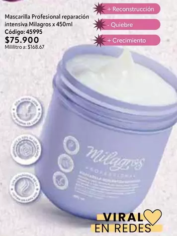 Mascarilla Profesional reparaci
uevo
intensiva Milagros