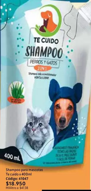 Shampoo para mascotas Te cuido x 400ml