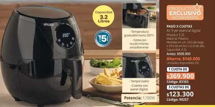 Exclusivo - Air Fryer esencial digital