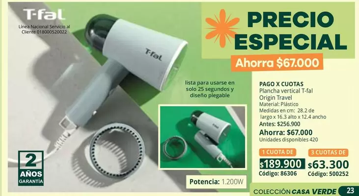 Nacional - Plancha vertical T-Fal Origen Travel
