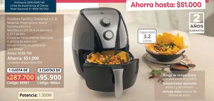 Nacional - Freidora Facilfry Universal 3.2L