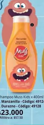 Muss - Shampoo Kids x 400ml Manzanilla - Código: 4912- Durazno - Código: 49128