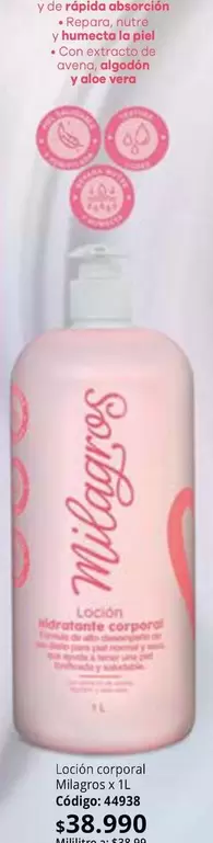 Piel - Loción corporal Milagros x 1L