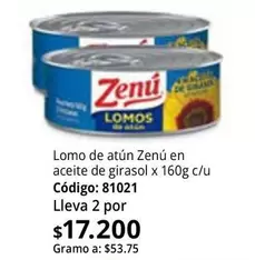 Zenú - Lomo de atún en aceite de girasol x 160g c/u Código: 81021