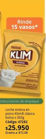 Klim - Leche entera en polvo
cl
sica bolsa x 360g