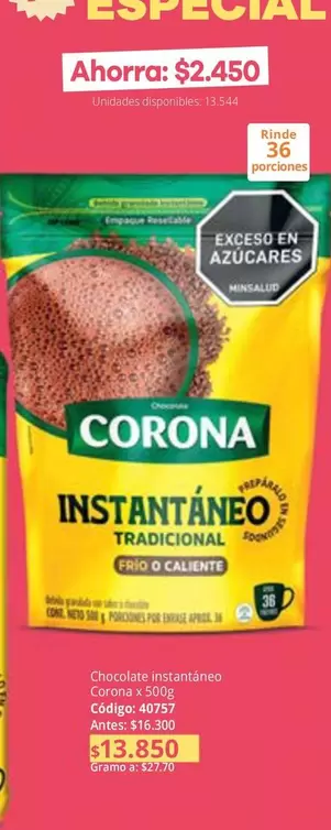 Corona - Chocolate instantáneo