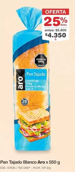 Aro - Pan Tajado Blanco
