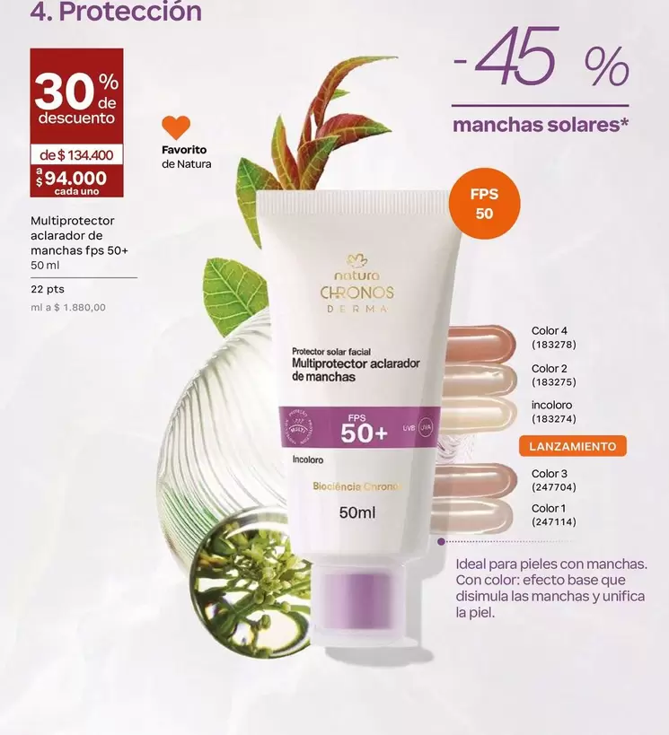 Solar - Multiprotetor aclarador de manchas FPS 50