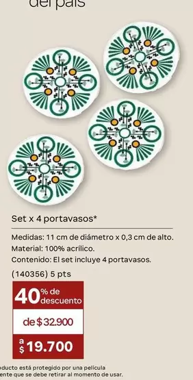 Set x 4 portavasos