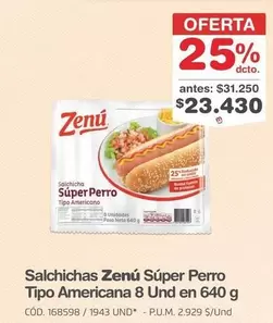 Zenú - Salchichas Súper Perro Tipo Americana 8 Und en 640 g