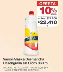 alaska - Varso Alaska Desmancha Desengrasa sin Olor x 960 ml