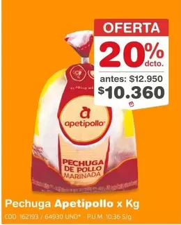 Pechuga de Pollo Marinada x Kg