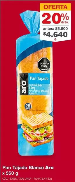 Aro - Pan Tajado Blanco