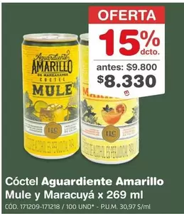 Aguardiente Amarillo Mule y Maracuyá x 269 ml